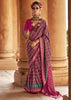 Wine Purple Printed Patola Silk Saree