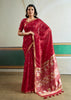 Flame Red Woven Tussar Silk Saree