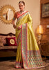 Golden Yellow Woven Banarasi Tissue Silk Saree
