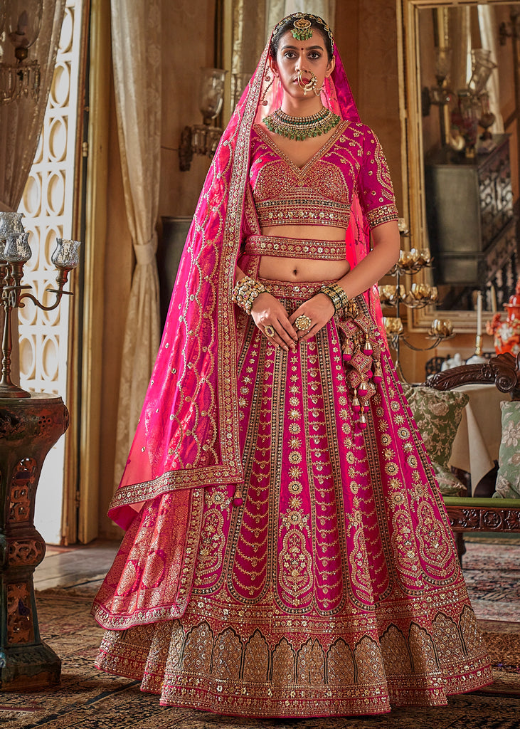 Fuchsia Pink Heavy Embroidered Designer Lehenga