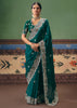 Teal Green Embroidered Designer Saree