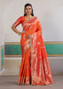 Peel Orange Woven Banarasi Satin Silk Saree