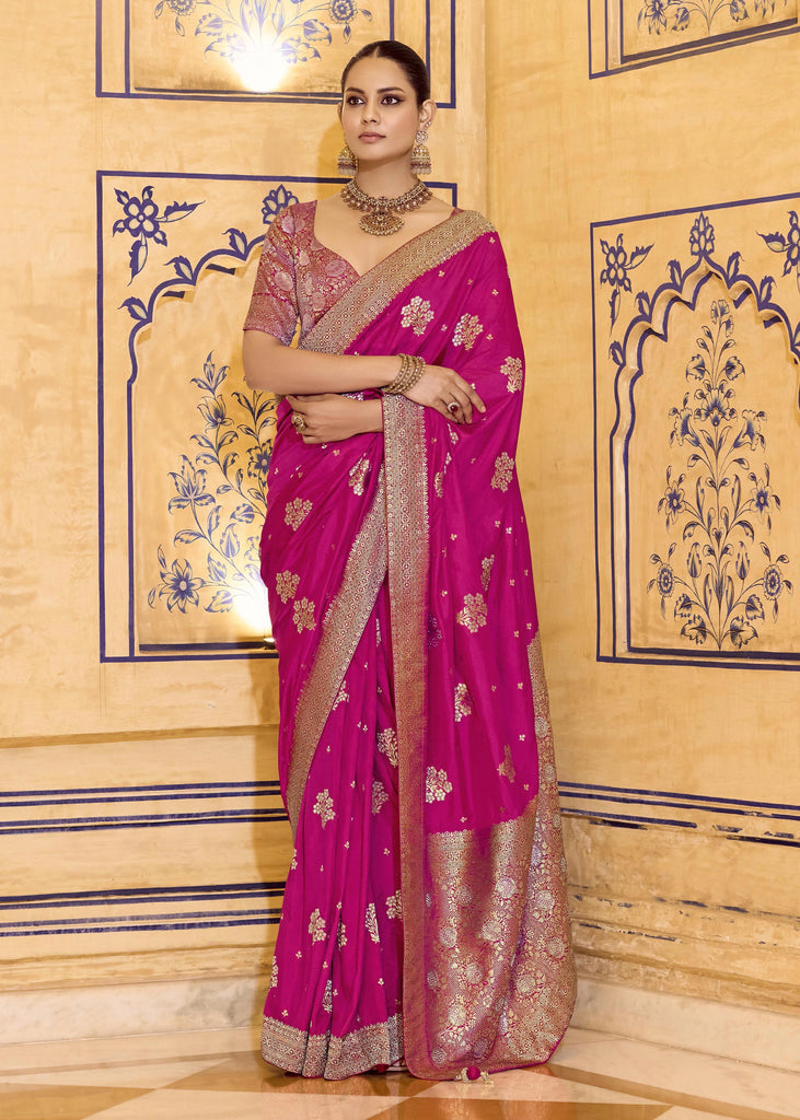 Princess Pink Woven Banarasi Silk Saree