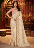 Beautiful White Embroidered Tissue Designer Saree