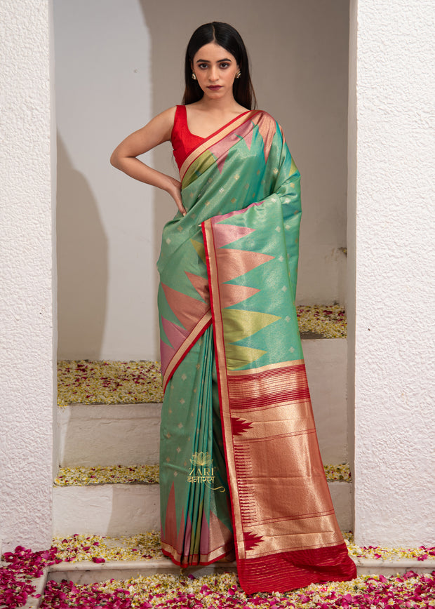 Neel Kamal classic Banarasi tissue handloom saree with metallic sheen and zari weave