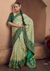 Green And Cream Printed Patola Silk Saree