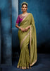 Mist Olive Embroidered Designer Tissue Saree