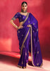 Royal Purple Embroidered Soft Silk Saree With Contrast Blouse