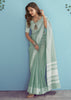Haze Blue Woven Linen Silk Saree