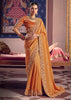 Saffron Orange Embroidered Tissue Designer Saree