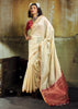Off White Banarasi Tusser Silk Saree