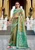 Golden Green Woven Tissue Silk Saree
