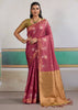 Mauve Pink Woven Tussar Silk Saree