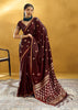 Dark Maroon Woven Banarasi Satin Silk Saree