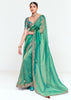 Sea Green Designer Embroidered Tissue Saree