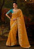 Mustard Yellow Embroidered Tissue Saree