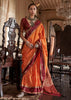 Saffron Orange Banarasi Tussar Silk Saree