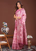 Blush Pink Woven Cotton Linen Silk Saree