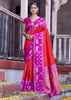 Red And Purple Woven Banarasi Silk Saree