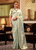 Dusky Green Woven Banarasi Sain Silk Saree