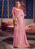 Blush Pink Embroidered Tissue Designer Saree
