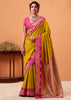 Mustard Gold Banarasi Satin Silk Saree