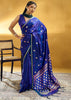 Indigo Blue Woven Banarasi Satin Silk Saree