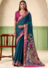 Coral Blue kalamkari Printed Cotton Silk Saree