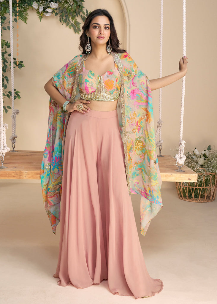 Pearl Peach Designer Indo Western Set