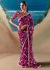 Magenta Pink Satin Organza Embroidered Saree