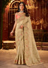 Classy Beige Embroidered Tissue Designer Saree