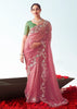 Blush Pink Embroidered Designer Tissue Saree