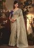 Champagne Beige Tissue Organza Designer Saree