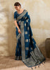 Coral Blue Woven Banarasi Silk Saree