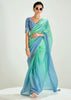 Sea Green & Blue Ombre Banarasi Tissue Saree