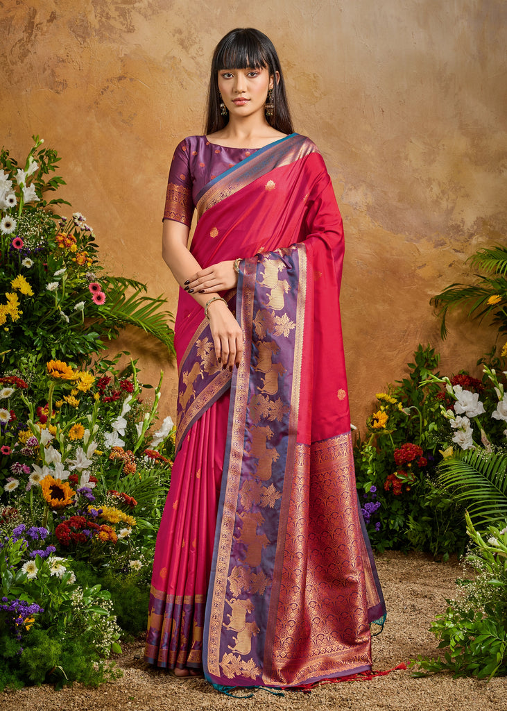Scarlet Red Woven Banarasi Silk Saree