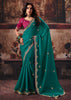 Rama Green Designer Silk Saree With Embroidered Blouse