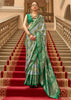 Emerald Green Printed Satin Silk Saree