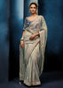 Haze Grey Embroidered Designer Tissue Saree