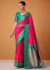 Raspberry Pink Woven Banarasi Silk Saree
