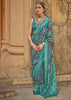 Lake Blue Printed Patola Saree