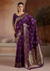 Dark Purple Woven Banarasi Silk Saree
