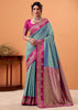 Horizon Blue Banarasi Satin Silk Saree
