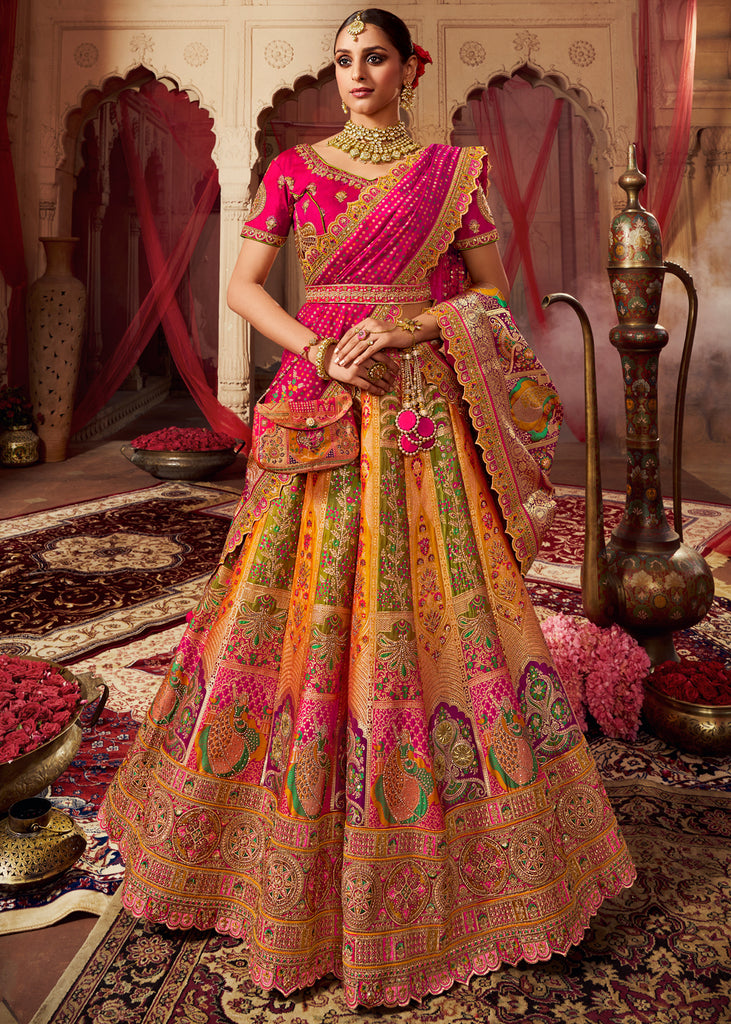 Coral Pure Georgette Sequins with heavy Zarkan embroidery Se