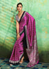 Orchid Purple Printed Satin Silk Saree