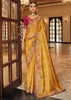 Mustard Yellow Designer Embroidered Silk Saree