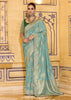Aqua Blue Woven Banarasi Silk Saree