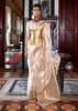 Snow White Dual Tone Woven Banarasi Silk Saree
