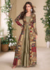 Golden Green Shrug Style Gown with Embroidered Work