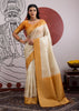 Mustard Border Ivory Woven Banarasi Silk Saree